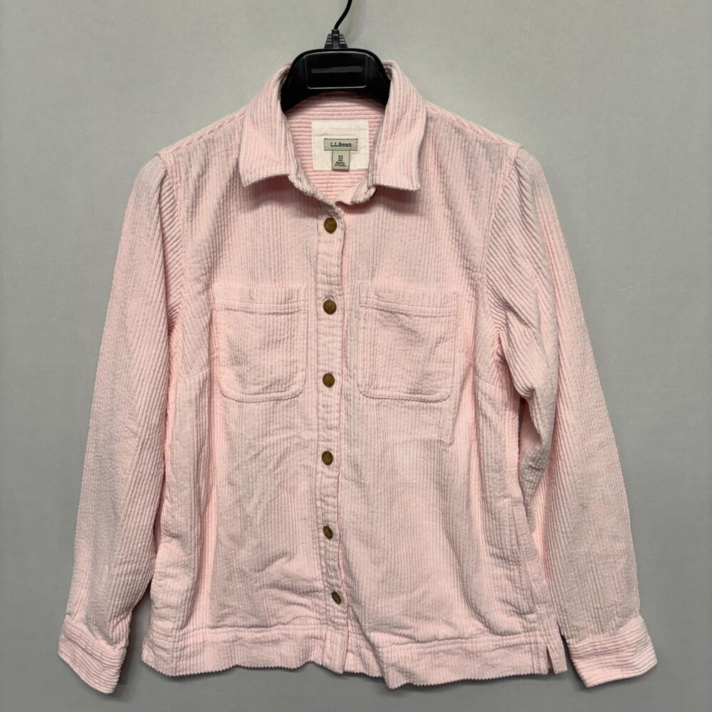 NWT LL Bean Women Comfort Corduroy Relaxed Shirt Size XS X-Small Pink C138 -7